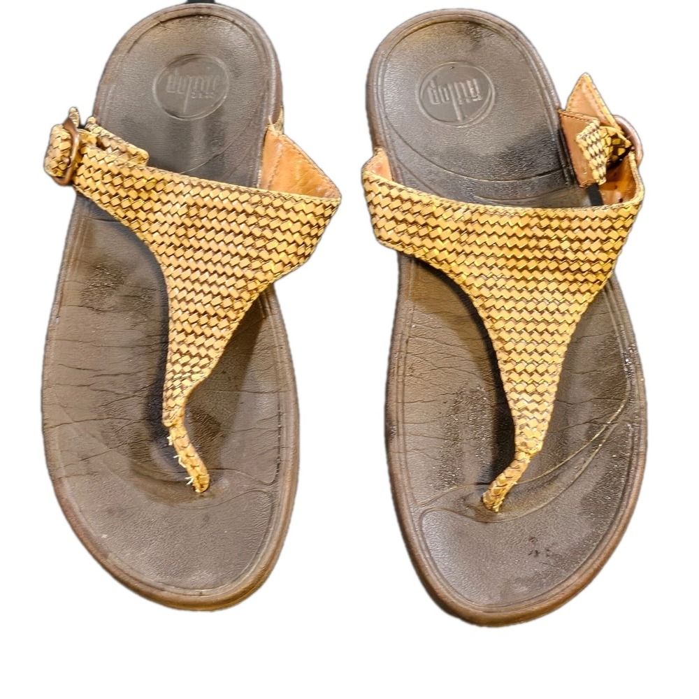 FitFlop WobbleBoard Women's SZ 8 Tan/Bronze Weave Sun.Summer,Casual,Vacation